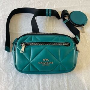 Coach Elias Pebble Leather Crossbody Belt Bag with Round Coin Case